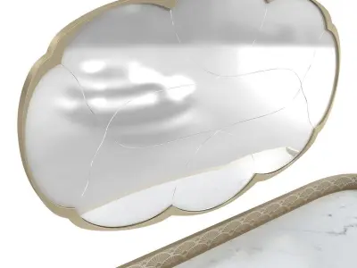 Caracole Modern Gray Wood Lillian Sideboard and mirror 3D model