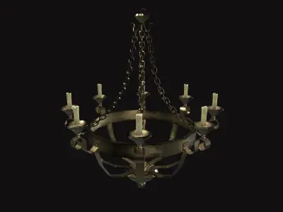 Medieval Chandelier V03 Low-poly 3D model