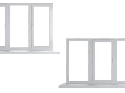 4 types of plastic windows - white 3D model