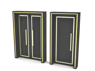 modern gold and black door  Low-poly 3D model
