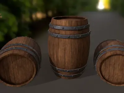 wood barrel 2 Low-poly 3D model