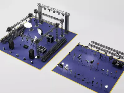 Photography Studio Lighting Rig Equipment Pack PBR Game Ready Low-poly 3D model