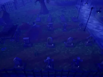 Stylized Graveyard Pack  Low-poly 3D model