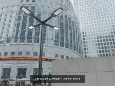 Street Light 12 with pole 3 3D Model Pack