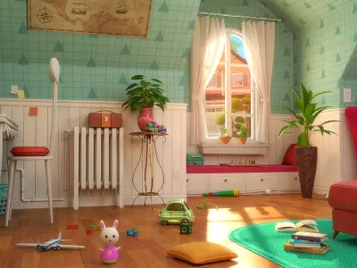  Cartoon Corridor Bedroom V2 