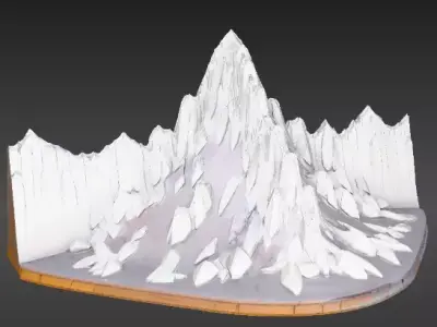 Snowy Mountain Peak Stylized Environment Background 3D Model Low-poly 3D model
