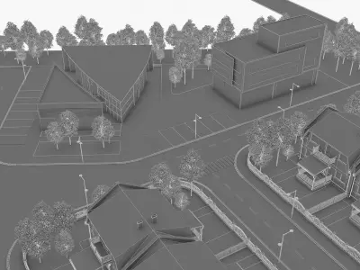 Neighborhood Houses 01 Low-poly 3D model