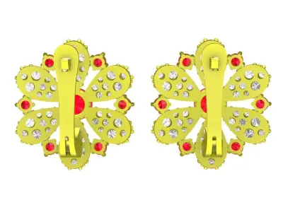 Elegant Floral Cluster Diamond Earrings for Women 5926 3D print model