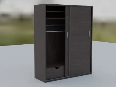 3d model of a sliding wardrobe made of ebony Low-poly 3D model