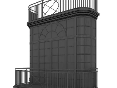 Classic Balcony with Arched Windows A 3D model