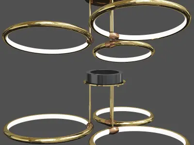 Metal Ring Shaped Suspended Lighting  Low-poly 3D model