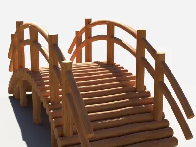 Arch Wooden Footbridge 01 Game Ready Low-poly 3D model
