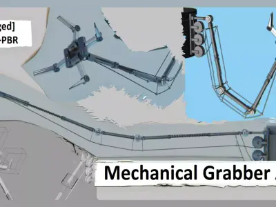 Mechanical Grabber Arm Low-poly 3D model
