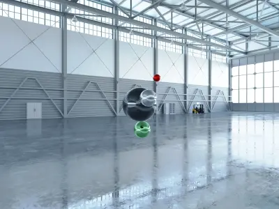 HDRI - Airplane Hangar Interior 4 - 16384x8192 Texture