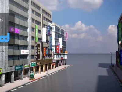 TW Street 4lanes betelnuts 3D model