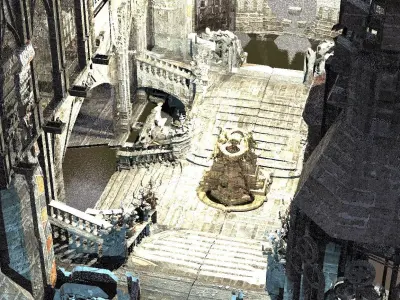 Dark Gothic Cathedral Dagon Architecture with interior 1 3D model