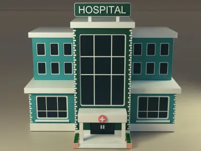 Hospital building Low-poly 3D model