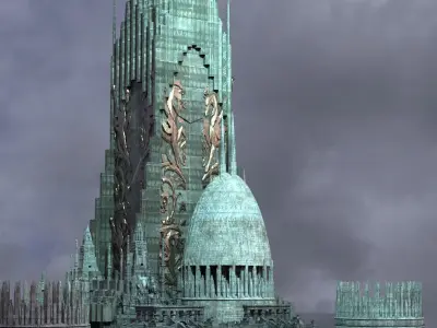 Ancient Gods Engraved City Tower 3 3D model