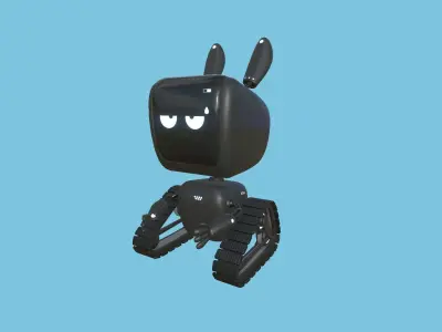 Cute Robot 02 - Black 03 Faces - Character Design Fashion Low-poly 3D model