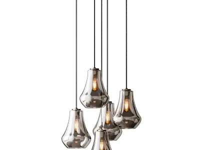 Arren Brass Round 5-Light Pendant  3D model