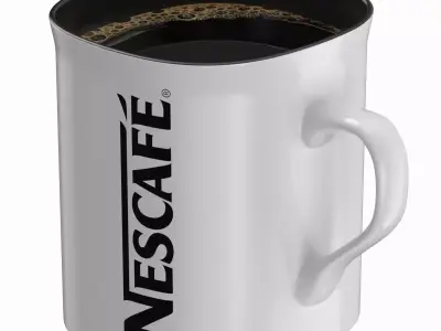 Nescafe Coffee Cup White With Coffee 3D model