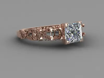 Rose Gold Women Diamond Ring 3D print model 3D print model 61