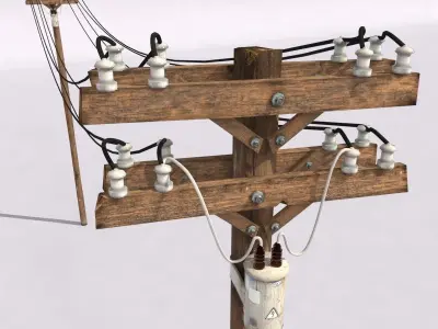 Old Wood Pole Low Poly 3D model