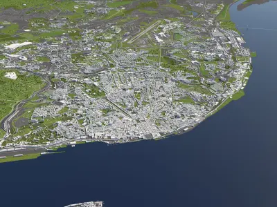 Lisbon Portugal 50x50km 3D City Map 3D model