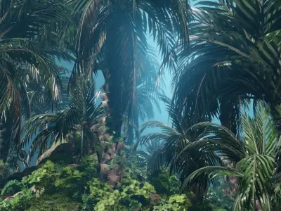 Oil Palm  Forest Tropical plant Low-poly 3D model