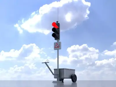 Mobile construction site traffic lights Animated Low-poly 3D model