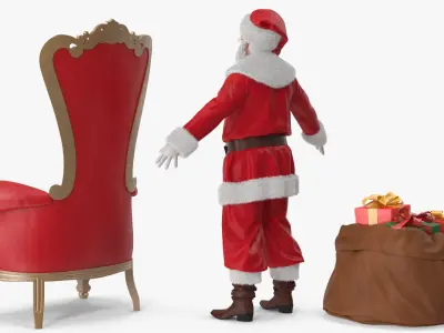  Santa Claus with Open Bag and a Throne Chair 2 