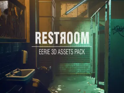 Creepy Public Bathroom Asset Pack Low-poly 3D model
