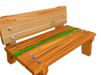 Weathered Wooden Park Bench Low-poly 3D model