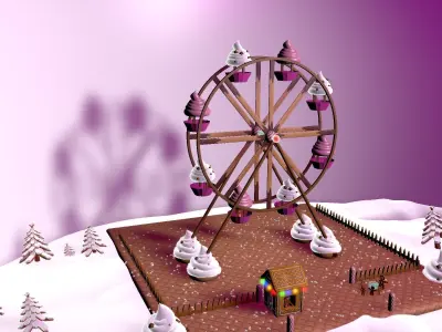 Gingerbread Village big Wheel 3D model
