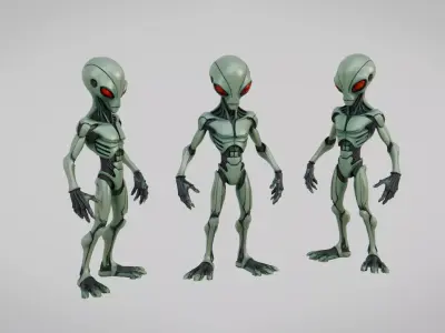 Alien Cyborg Rigged Low-poly 3D model