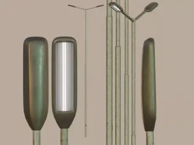 Street Light 3 Galvanized F2 M1 K0 10000 mm Low-poly 3D model