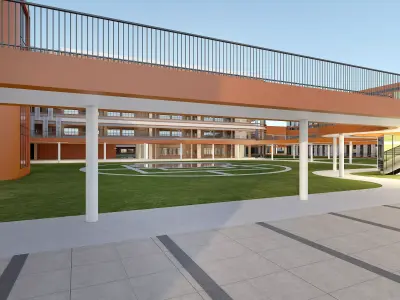 School teaching building Low-poly 3D model