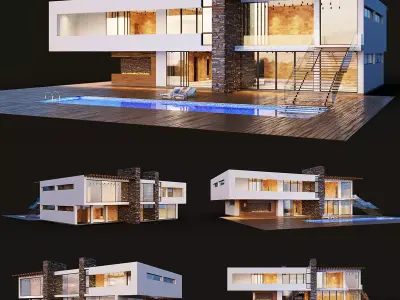Modern Villa with Pool 3D model