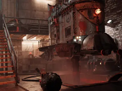 Sci-Fi Mechanical Workshop Low-poly 3D model