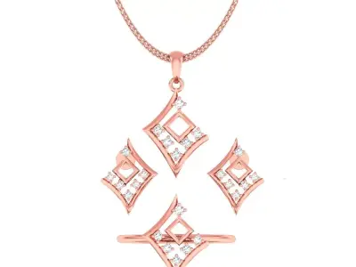 Light weight ring earrings pendant set 3dm stl 4 renders model 3D print model