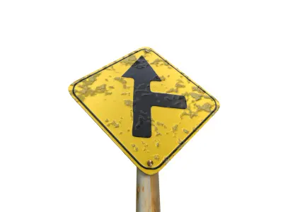 Side Road on The Right Warning Traffic Sign 3D model