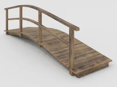  Bridge with one handrail Low-poly 3D model