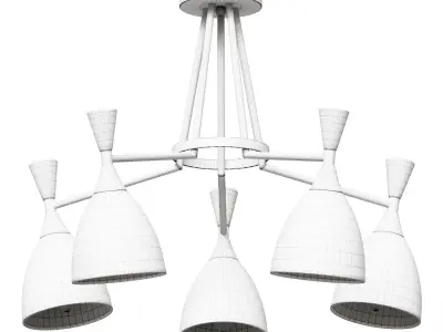 Hanging chandelier Oliver M with white shades 3D model