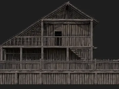 Old Wooden Building 4K Textures GameReady 184 Low-poly 3D model