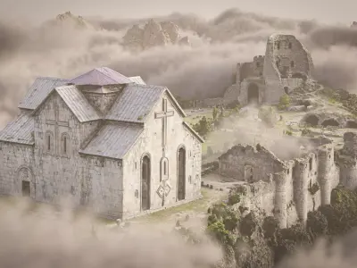 Armenian Fortified Hilltop Monastery 3D model