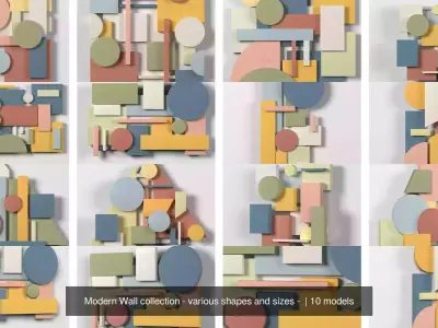 Modern Wall collection - various shapes and sizes -  3D Model Pack