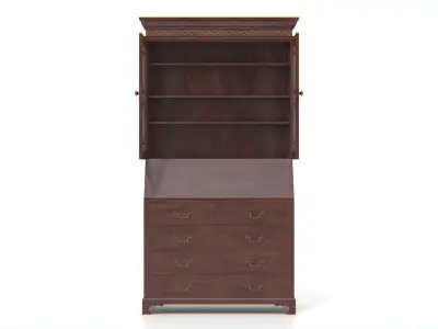 Antique Secretary Hutch Cabinet Low-poly 3D model