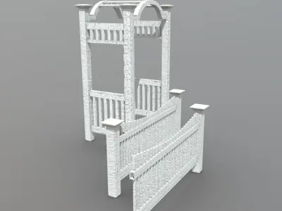 Arbor with Fence Low-poly 3D model