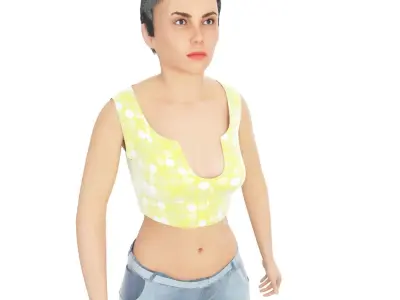 Women real cloth simulation conversation loop animated number 4 3D model