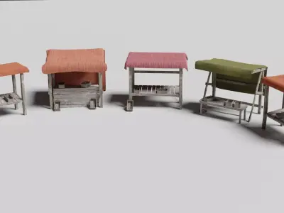 Medieval Marketplace Low-poly 3D model